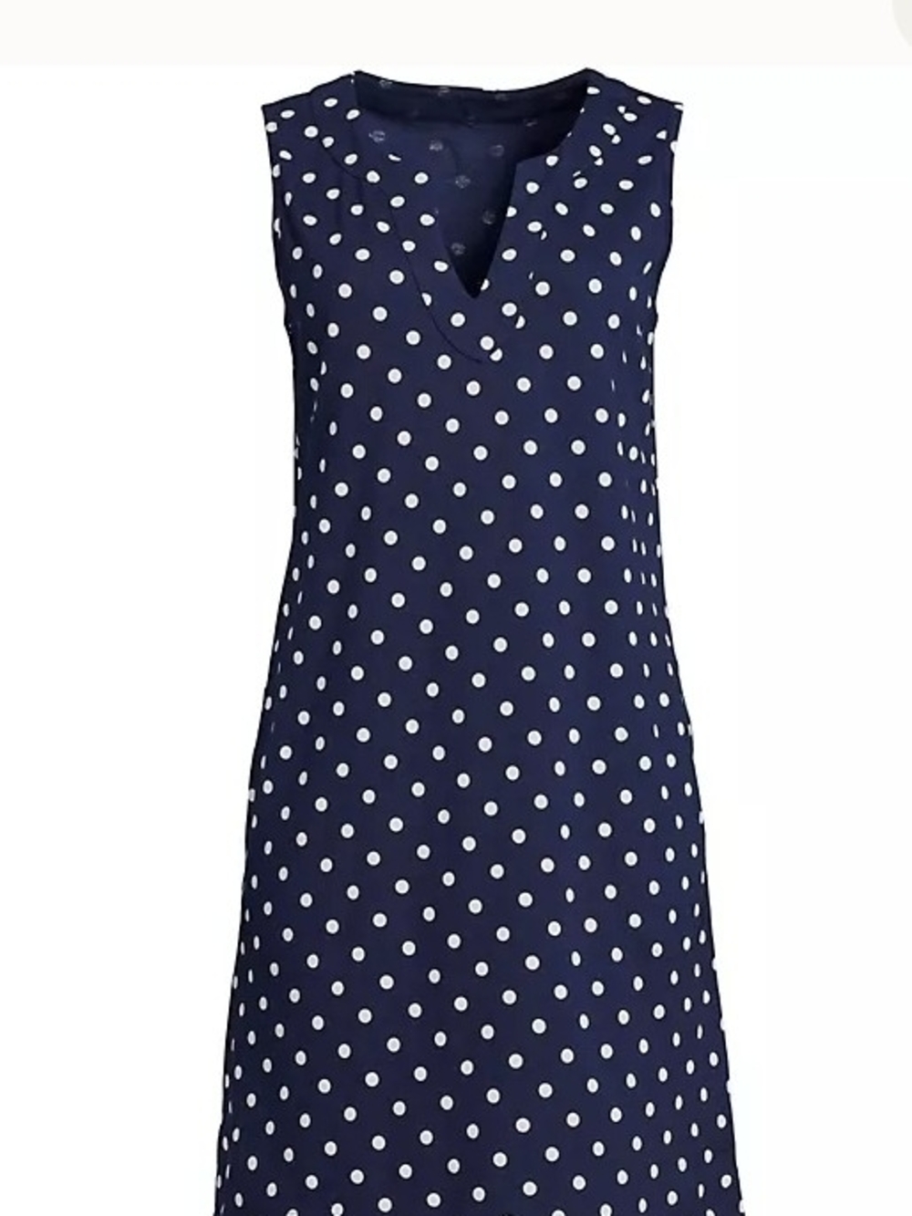 Lands' End Navy and White Polka Dot Sleeveless Swim Coverup